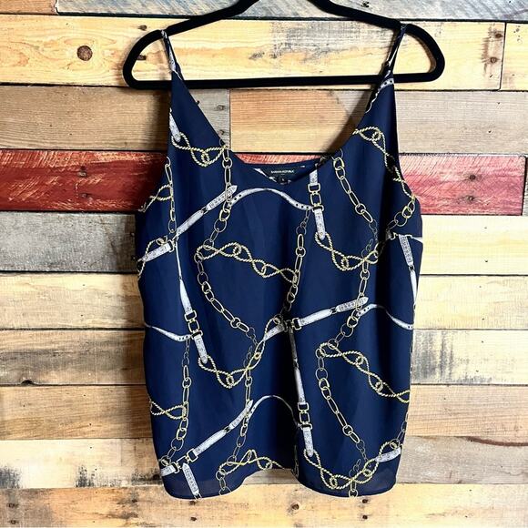 Banana Republic Navy Chain Print Tank Top‎ Size Large - Picture 1 of 9